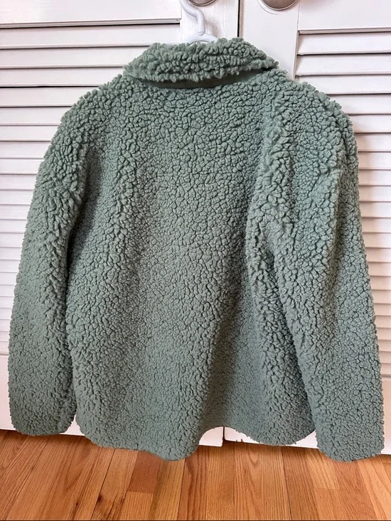 J. Crew Sage Green Sherpa Button-Front Jacket - Picture 4 of 4